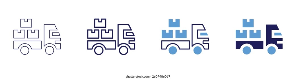 Nationwide delivery​ icon in 4 different styles. Thin Line, Line, Bold Line, Duotone. Duotone style. Editable stroke.