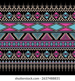 Native abstract Ethnic geometric beautiful color pattern. Tribal seamless background. Aztec folk embroidery. Traditional African stripes. Design for carpet, covers, wallpaper, wrapping, fabric