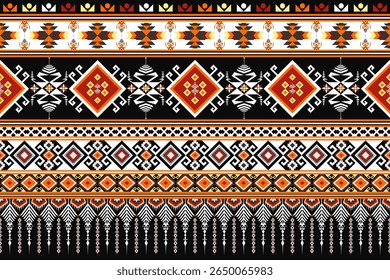 Padrão étnico abstrato nativo. Tecido asteca tribal tradicional bordado padrão de fundo sem costura. Design para tecido, arte, papel de parede, têxtil, embalagem. Ilustração de vetor