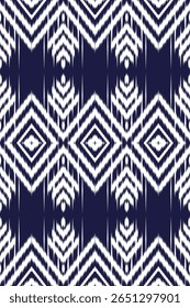 Abstrato nativo geométrico Ikat padrão sem emenda. Tecido tradicional asteca étnico, tribal. Padrão têxtil africano indiano. Ornamento folclore vintage, Fundo bordado