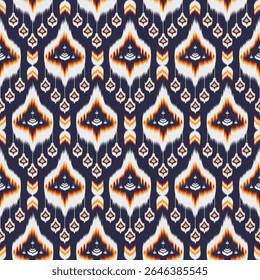 Padrão Ikat abstrato nativo sem emenda. Tecido asteca étnico tribal padrão têxtil tradicional africano indiano tradicional. Vintage abstrata folclore ornamento Bordado fundo. Ilustração de vetor