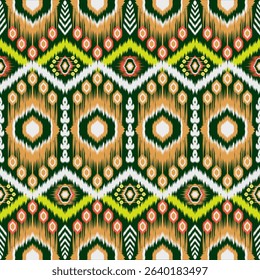 Native Abstract Ikat Pattern. Traditional geometric Ethnic pattern seamless. Tribal repeat Ikat Stripes Indian style. Motif ethnic handmade Ikat design for cloth, wallpaper, fabric, textile, carpet.