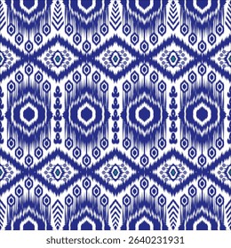 Native Abstract Ikat Pattern. Traditional geometric Ethnic pattern seamless. Tribal repeat Ikat Stripes Indian style. Motif ethnic handmade Ikat design for cloth, wallpaper, fabric, textile, carpet.