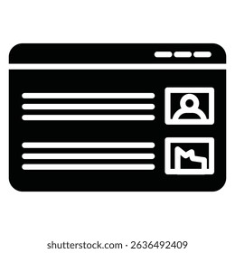 Native Advertising icon Flat outline fill black and white
