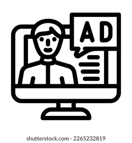 vector de icono de línea de publicidad nativa. signo de publicidad nativa. símbolo de contorno aislado ilustración negra