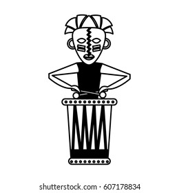 Native african playing the drum vector illustration design