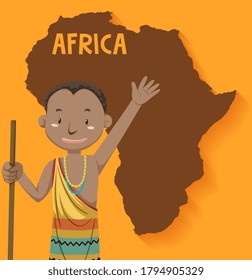 Indische afrikanische Stämme mit Karte auf Hintergrund-Illustration