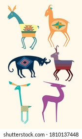 Native american antelope design. Seamless pattern animal design for everybody. .Eps layered file so anyone can edit and make a stunning design with this.