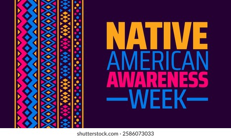 Native American Awareness Week background banner or poster design template. observed every year in March. Holiday concept. Use to any Template, card, poster, placard, template.