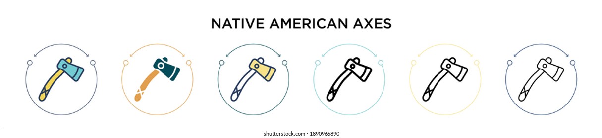 Native american axes icon in filled, thin line, outline and stroke style. Vector illustration of two colored and black native american axes vector icons designs can be used for mobile, ui, web