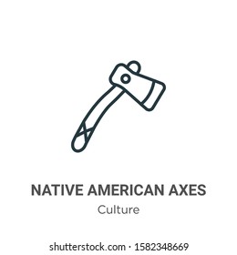 Native american axes outline vector icon. Thin line black native american axes icon, flat vector simple element illustration from editable culture concept isolated on white background
