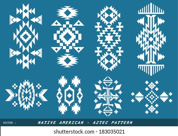 Native American - Azted vector pattern on blueboard