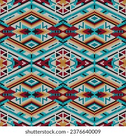 Native American Beaded seamless pattern. Ethnic Tribal ornament. Huichol art.