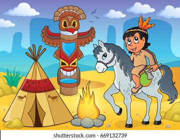 Native American Boy Theme Image 4 Stock Vector (Royalty Free) 669132739 ...