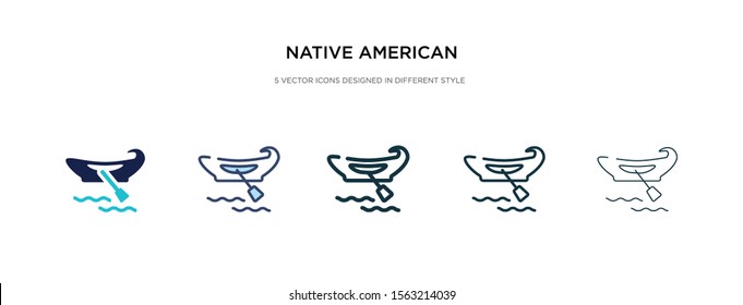 native american canoe icon in different style vector illustration. two colored and black native american canoe vector icons designed in filled, outline, line and stroke style can be used for web,