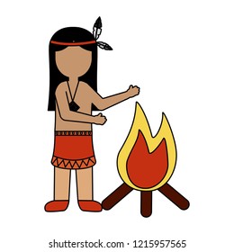 native american character bonfire