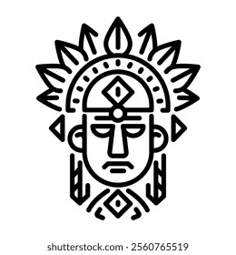 Native american character icon in line style 