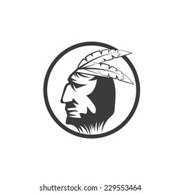 Native American chief man in tribal headdress