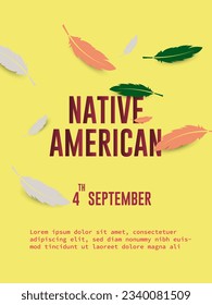 Native American Day 4th of September background concept. Poster and banner design vector illustration.