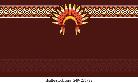 Native American Day Background with copy space area with indian pattern
