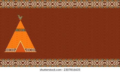 native american day background design suitable for use on native american day event in united states with teepee decorative design