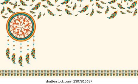 native american day background design suitable for use on native american day event in united states with Apache hanging decoration