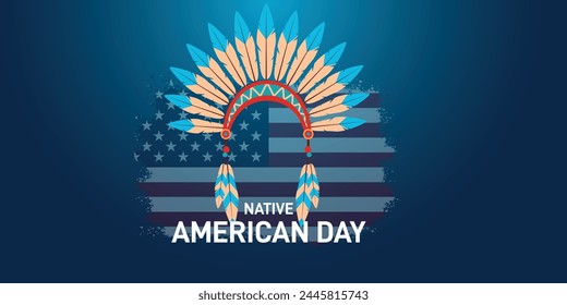 Día del Nativo Americano. Anuncio de concepto del Día del Nativo Americano, afiche, tarjeta de felicitación, celebración, etc. Personas indígenas símbolo Ilustración vectorial. 