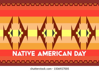 Native American Day Is A Holiday In The U.S. States Of California And Nevada, South Dakota, Tennessee In September And October. It's A Day In Honor Of Native Americans. Poster, Card, Banner Design.