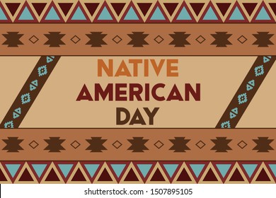 Native American Day is a holiday in the U.S. states of California and Nevada, South Dakota, Tennessee in September and October. It's a day in honor of Native Americans. Poster, card, banner design.