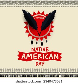 Native American Day on the 4th of September with a colorful poster banner design vector illustration.
