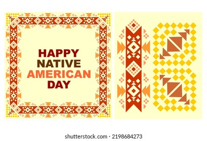native american day. united states. pattern. frame. background. social media. vector. banner. template