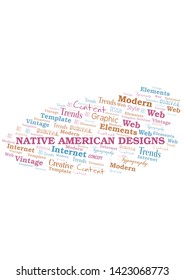 Native American Designs word cloud. Wordcloud made with text only.