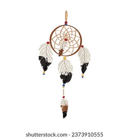 Native American dream catcher on white background