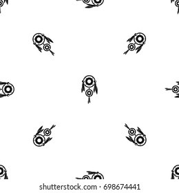 Native american dreamcatcher pattern repeat seamless in black color for any design. Vector geometric illustration