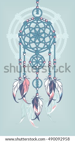 Native American Dreamcatcher protective amulet from the ropes and beads