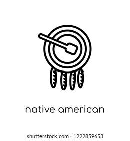native american drum icon. Trendy modern flat linear vector native american drum icon on white background from thin line American Indigenous Signals collection, outline vector illustration