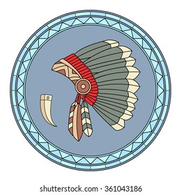 Native American emblem number five can be used for graphic design, textile design or web design.