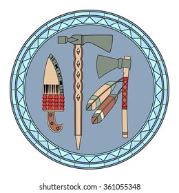 Native American emblem number six can be used for graphic design, textile design or web design.
