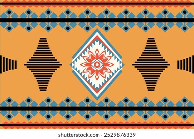 Native American Ethnic design, Orange background, Geometric, pattern 