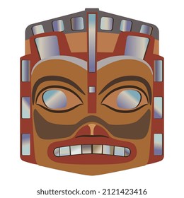 Native American ethnic mask of Haida Indians. Isolated vector illustration.