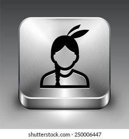 Native American Face Portrait on Silver Square Buttons