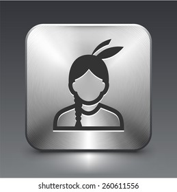 Native American Face Portrait on Silver Square Buttons