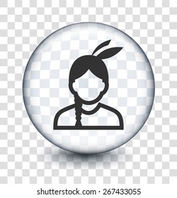 Native American Face Portrait on Transparent Round Buttons