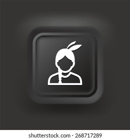 Native American Face Portrait on Black  Bevel Square Buttons
