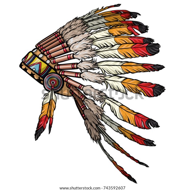 Download Native American Feather Chief Headdress Vector 库存矢量图（免版税 ...
