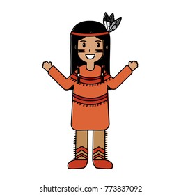 native american with feather headdress clothes national traditional