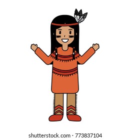 native american with feather headdress clothes national traditional