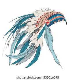 Native American feathered headdress. Vector illustration