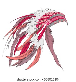 Native American feathered headdress. Vector illustration