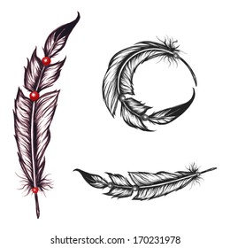 native american feathers set 